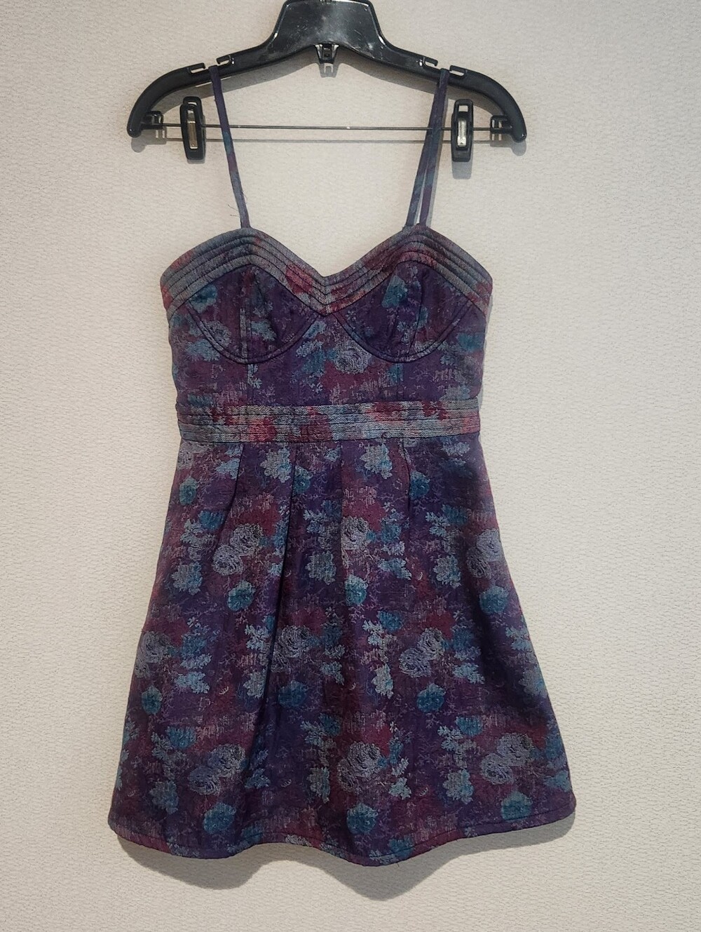 Free People Foiled Tapestry Jacquard Floral Mini Dress Size 4
